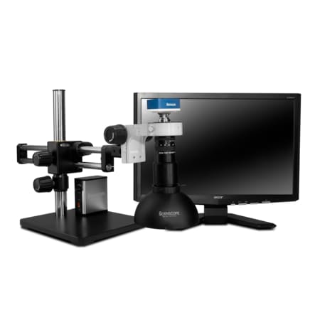 Scienscope Macro Digital Inspection System With Dome LED Light On Dual Arm Stand MAC-PK5D-DM